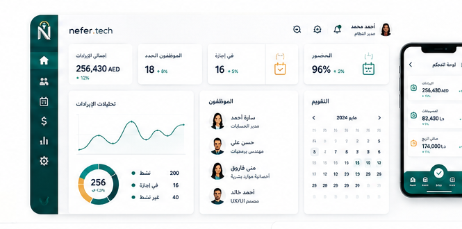 Nefer Technologies English dashboard showcase